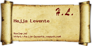 Hejja Levente névjegykártya
